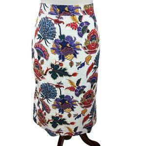 J. Crew White Floral Embroidered Pencil Skirt